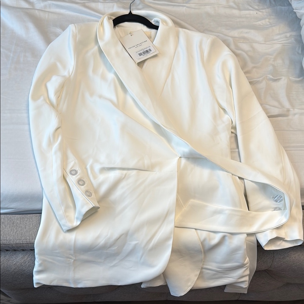 Veiled collection wrap tie blazer